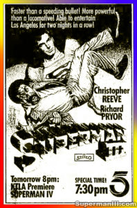 SUPERMAN III- Cable guide KTLA ad. May 17, 1990, 7:30-10pm. New York, U.S.