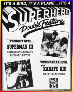 SUPERMAN III- Cable guide WFXT ad. February 4, 1990. Boston, Massachusetts, U.S.