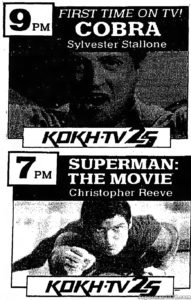 SUPERMAN THE MOVIE- KOKH ad. November 4, 1990.