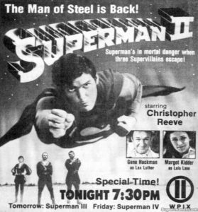 SUPERMAN II- WPIX ad. April 22, 1992.