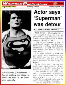 SUPERMAN II THE DAILY PLANET- April 4, 1989.