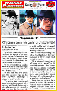 SUPERMAN IV THE DAILY PLANET- April 5, 1987.