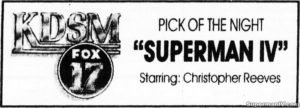 SUPERMAN IV- KDSM ad. May 23, 1990.