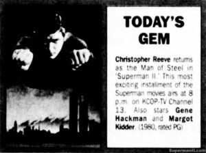 SUPERMAN II- KCOP ad. July 16, 1993