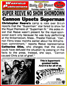 SUPERMAN IV THE DAILY PLANET- August 6, 1987.