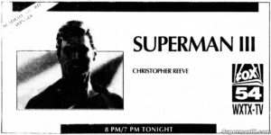 SUPERMAN III- WXTX ad. November 24, 1992.