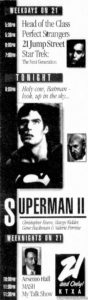 SUPERMAN II- KTXA ad. November 7, 1990.