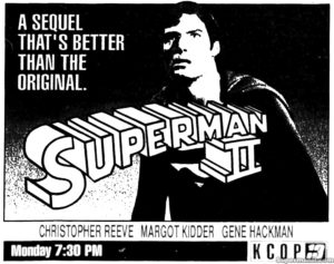 SUPERMAN II- KCOP ad. November 26, 1990.