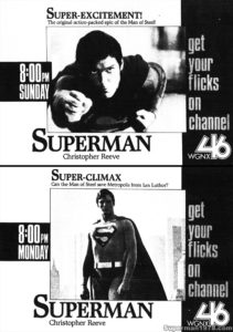 SUPERMAN THE MOVIE- WGNX ad. November 18 and 19, 1990.