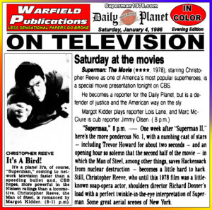 SUPERMAN THE MOVIE THE DAILY PLANET- January 4, 1986.