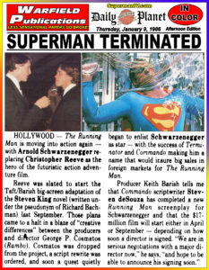 SUPERMAN IV THE DAILY PLANET- January 9, 1986.